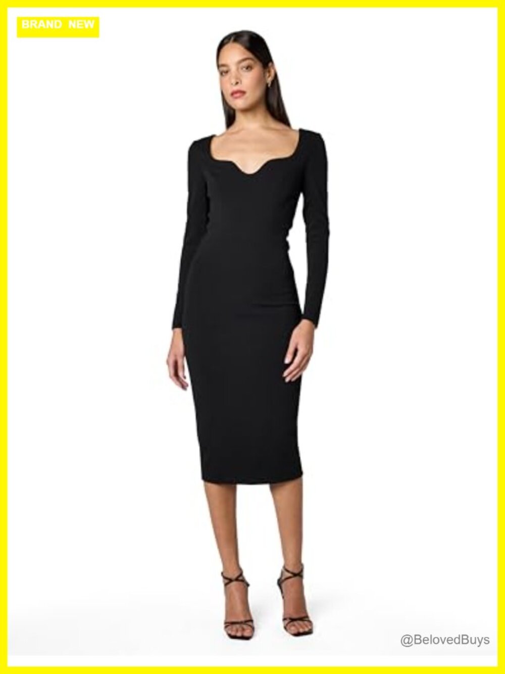 Womens Sonia Bodycon Knee-Length Cocktail Party Dress Long Sleeve Formal